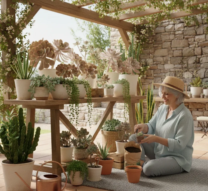 evde sukulent bahçesi bakımı